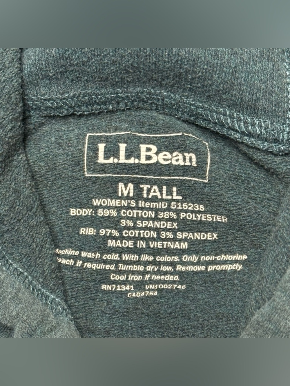 LL Bean Camp Hoodie Womens Medium Tall Blue Green Mountain Graphic Sweatshirt - Picture 5 of 8